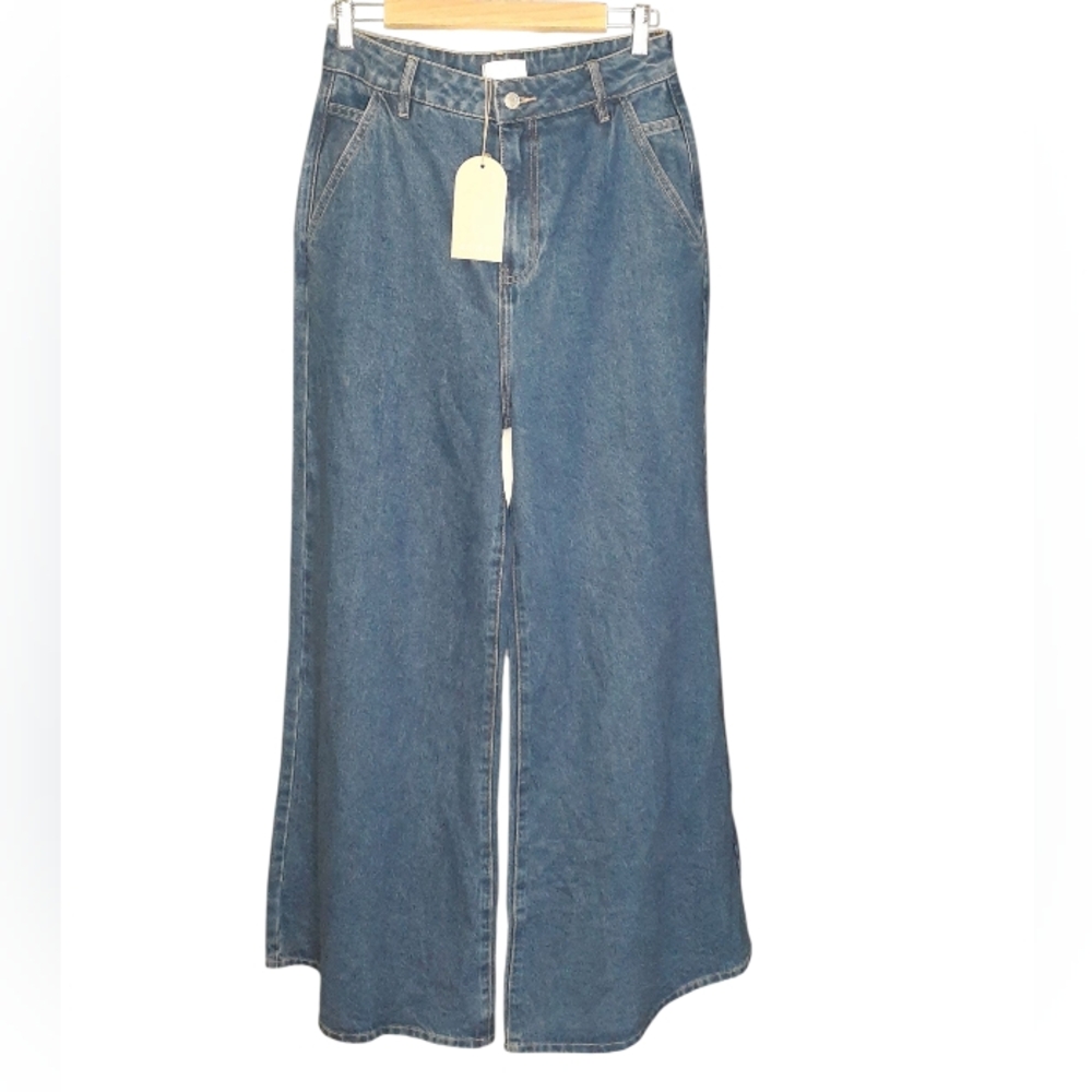 Meshki Blue Wide-Leg Flared Jeans